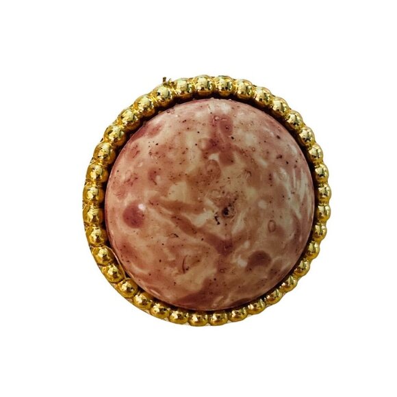 Vintage 1980s Pierced Post Earrings Mauve Goldtone Plastic Lightweight 1" Diamet - Picture 4 of 12